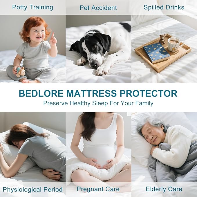 Waterproof Mattress Protector King Size - Breathable, Noiseless, Ultra-Soft Bed Cover, Mattress Pad Cover with Deep Stretchable Pockets 8"-21" (Gray)