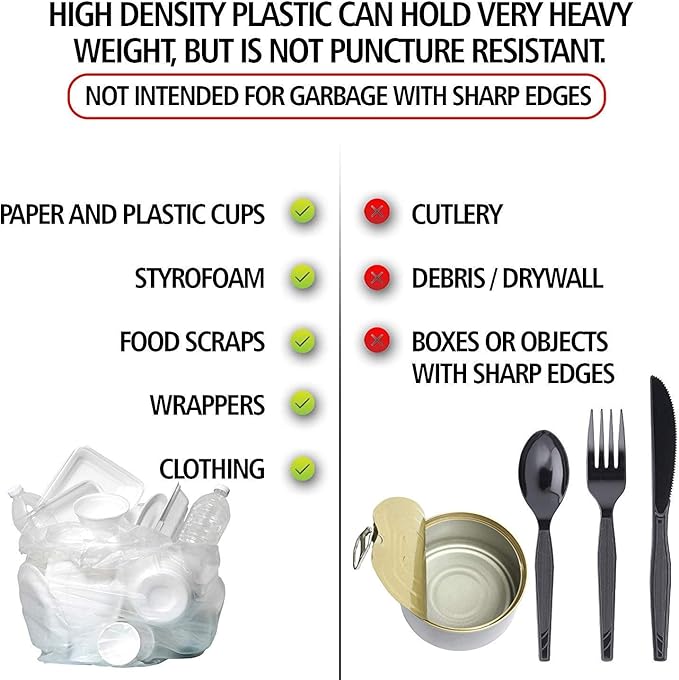 Aluf Plastics High Density Trash Bags, 33 Gallon, 1000 Count, 16 Micron (eq), 33" x 40", Clear, for Bathroom, Office, Industrial, Commercial, Janitorial, Municipal, Recycling
