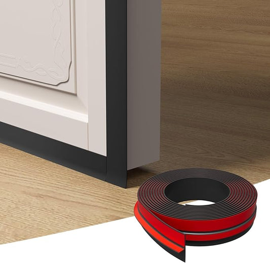 T-Shaped Door Draft Stopper, 1.97 in x 20 Ft Silicone Seal Strip for Windows Gaps, Weather Stripping Seal Strip Shower Sweep, Black