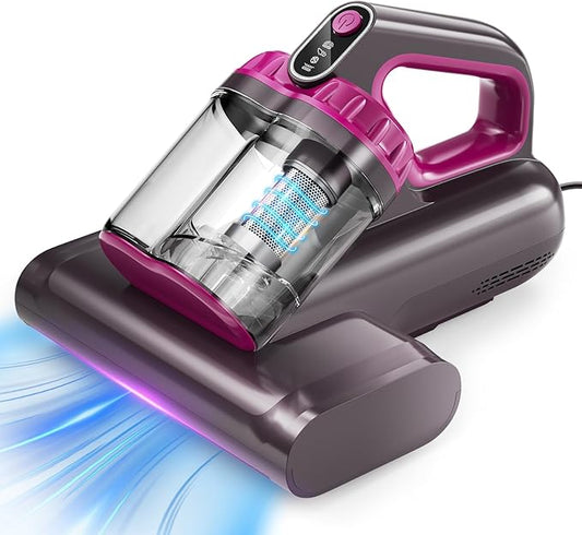 Mattress Vacuum Cleaner, 17Kpa 650W Bed Vacuum Cleaner, 273nm UV-C Light & Ultrasonic 145°F Heating, 80000 RPM/Min Brushroll Rotation, Wide Suction Port for Pillows Cribs Sofa, Black Corded
