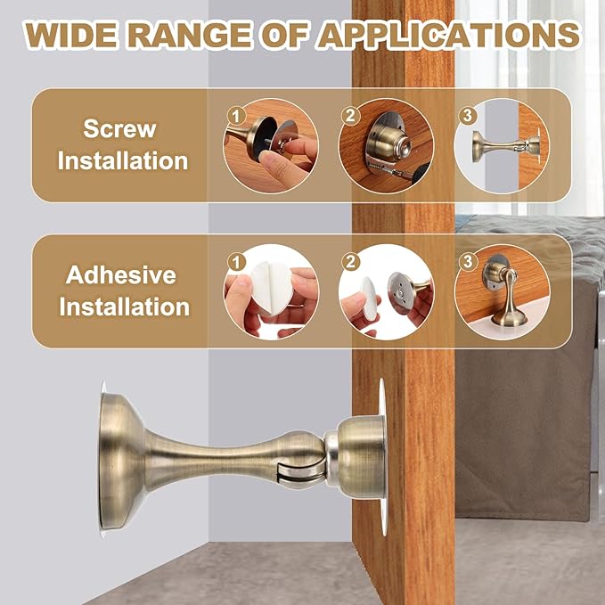 MECCANIXITY Magnetic Door Stoppers Stainless Steel Door Stops, Wall Floor Mounted Doors Holder Keep Doors Open for Home Office Closet (Gray)