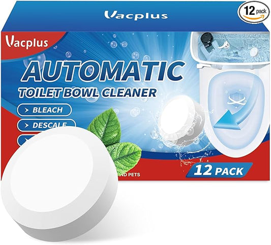 Vacplus Toilet Bowl Cleaners - 12 PACK, Household Toilet Cleaner, Automatic Toilet Bowl Cleaners with Bleach, Sustained-Release Toilet Tank Cleaners for Deodorizing and Descaling, 1.76 Ounces Each
