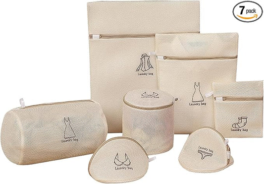 Mesh Laundry Wash Bags Set,7 Piece Set of Laundry Bags with Automatic Zipper, Suitable for Women's Underwear Bags, Women'S Shirts, Skirts, Stockings, Bras