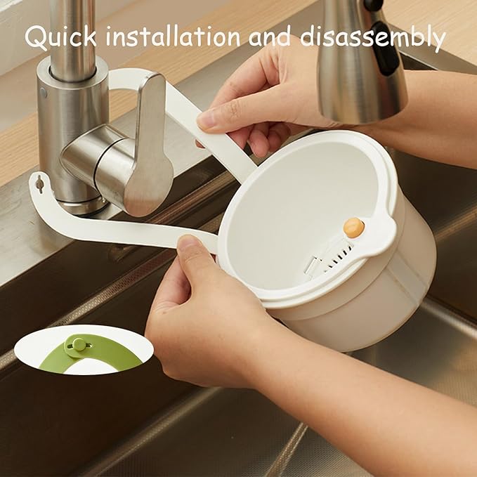 Sink Strainer Basket, Hanging Kitchen Sink Strainer Basket, Press to Dump, Easy Installation, Food Fruit & Vegetable Drainer Rack, Corner Waste Collector (Yellow)