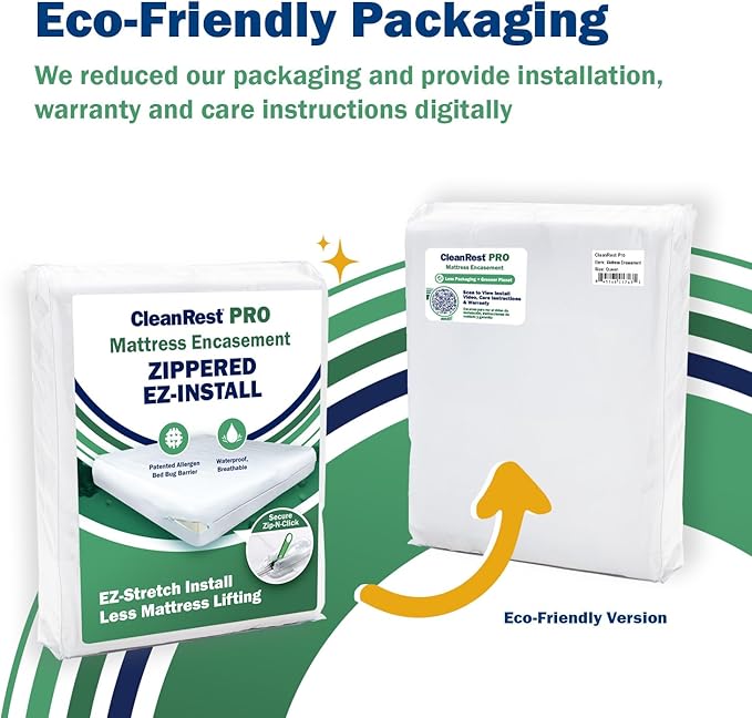CleanRest Pro Mattress Protector Encasement, MicroPlush Fabric, Ultimate Sleep Surface Protection with Patented MicronOne Technology, Zip-N-Click Security, EZ-Fit, Waterproof (Full)