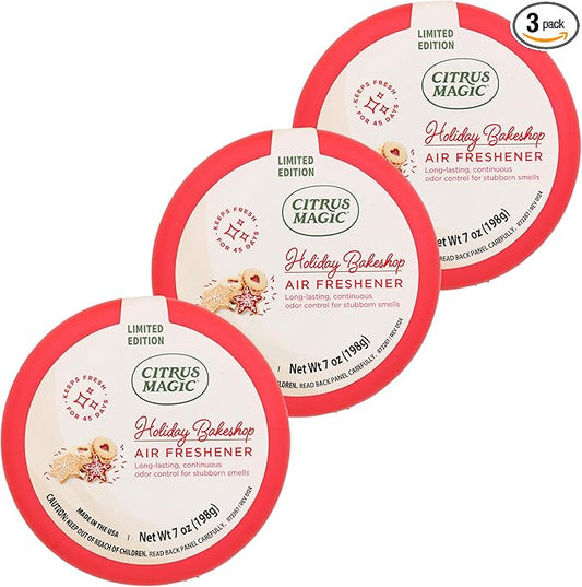 Citrus Magic Holiday Odor Absorbing Solid Air Freshener, Holiday Bakeshop, 7-Ounce, Pack of 3