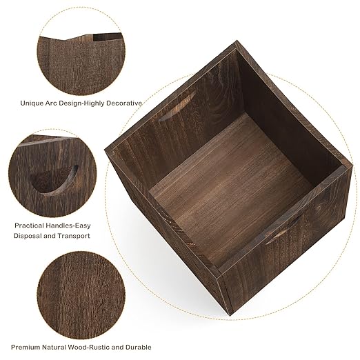 smusei Wood Trash Can 9.5 Gallon Waste Basket Bin Rustic Farmhouse Large Kitchen Garbage Can for Bedroom Living Room Bathroom Office, Rustic Brown