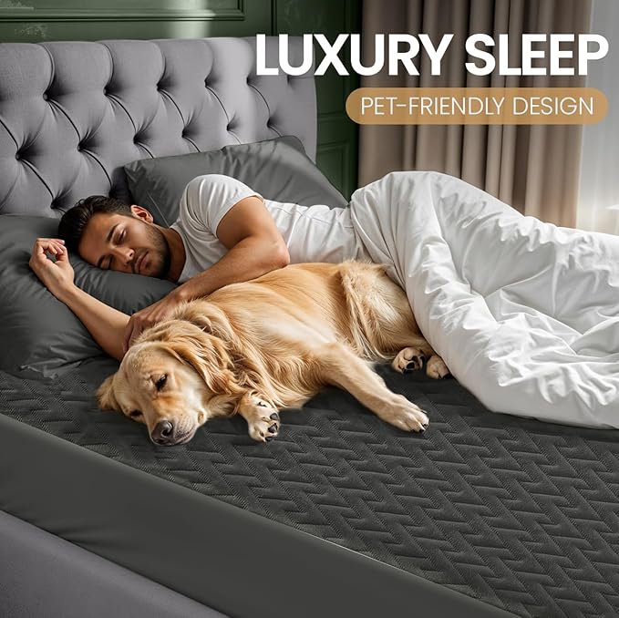 Utopia Bedding Waterproof Mattress Protector Twin XL (Gray) Size, Premium 3D Air Soft Fabric Mattress Cover, Fits 15 Inches Deep, Breathable, Fitted Style with Stretchable Pockets