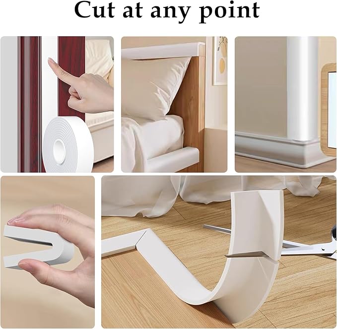 Weather Stripping Door Seal White,Self Adhesive Foam Tape,Window Insulation Weatherproof Gasket Tape for Doors and Windows,1.18 Inch Wide X 1/4 Inch Thick,2 Rolls Total 32.8Ft