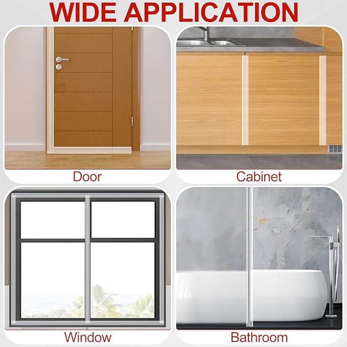 MYFAMIREA Door Weather Stripping 1IN (W) x 20FT (L) Door Draft Stopper Seal Tape Silicone Seal Strip Self Adhesive Shower Sweep Insulation Tape Side Bottom Strip for Sliding Glass Window Gap, Clear