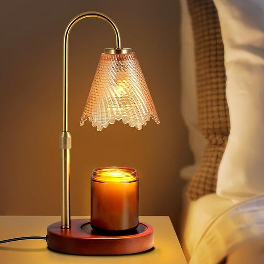 Candle Warmer lamp with Timer & Dimmer Birthday Gifts for Women Mom, House Warming Gifts New Home Decor, Wax Melt Warmer for Jar Candles, Home Bedroom Decor with 2 Bulbs(Leafy Amber)