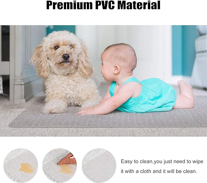 Kuyal Desk Chair Mat for Carpet, 46'' x 72'' Rectangle Transparent Mats for Chairs Good for Desks, Office and Home, Easy Glide, Protects Floors for Low and No Pile Carpeted Floors