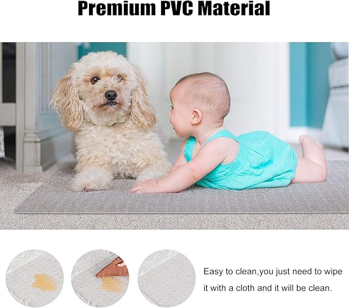 Kuyal Desk Chair Mat for Carpet, 51'' x 63'' Rectangle Transparent Mats for Chairs Good for Desks, Office and Home, Easy Glide, Protects Floors for Low and No Pile Carpeted Floors