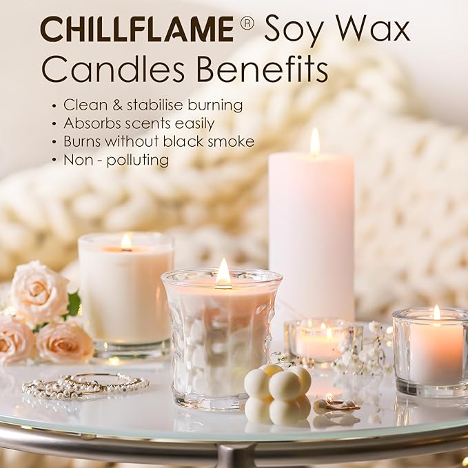 CHILLFLAME Soy Wax Flakes, Natural Candle Wax, Organic Soy Wax for Candle Making from Farm, No Harmless, Additives, and Pure (0.5lb)