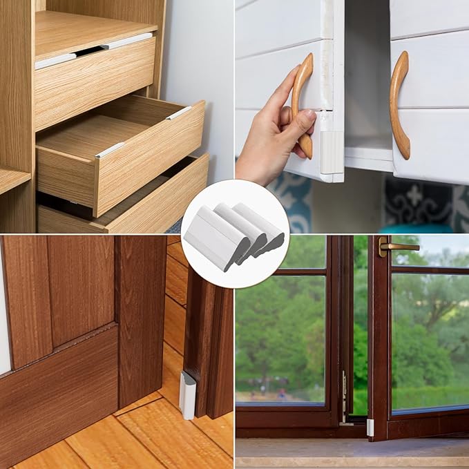 Wedge-Shape Window Weather Stripping Door Frame Seal Strip 3Pcs×196" White,Upgrade Black Foam,Soundproofing,Draft Stopper,Winter Insulation,Noise Blocker, Gap Filler for Exterior Front Door Side