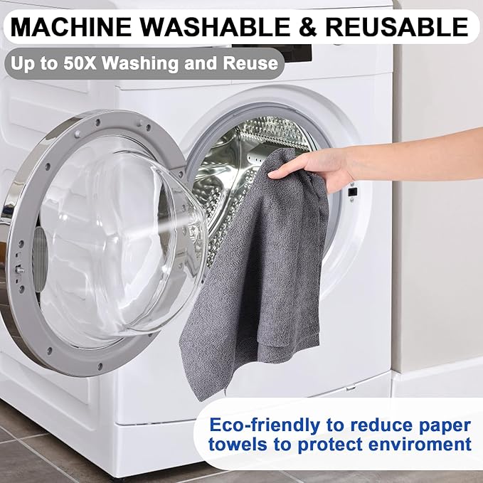 Microfiber Cleaning Cloths Roll, 100-Pack 11.5x11.5 Inch, Tear Away Microfiber Towels, Reusable Microfiber Towels for Cars, Wash Cloths, House, Kitchen, Window, Cleaning Supplies (Grey-100pcs)