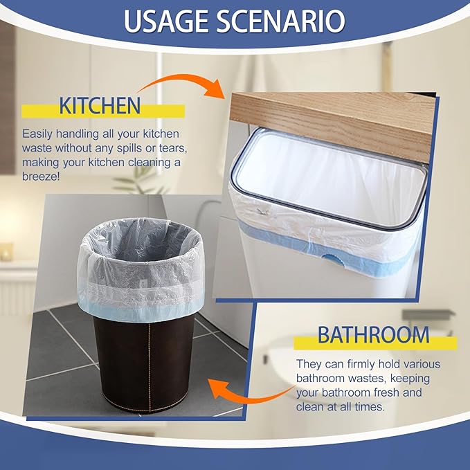 240 Count 2 Gallon Trash Bags Drawstring - Thick Small Garbage Bags Unscented,0.96 Mil White Mini Trash Can Liners,Strong Waste Basket Bags 7.5 Liter for Home Bathroom Office Car
