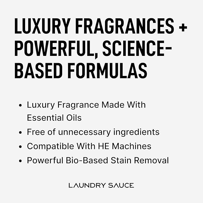 Laundry Sauce - Signature Bundle Indonesian Patchouli, Scented Laundry Detergent Pods & Scent Booster, Fabric Softener, Dryer Sheets, Fabric Protection, Essential Oils, Long Lasting Luxury Fragrance