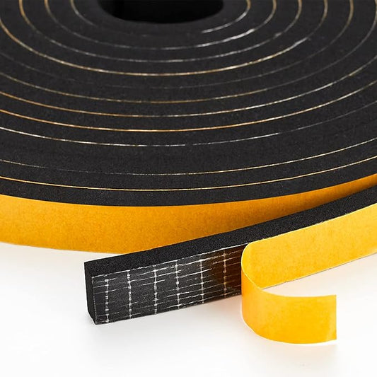 13 Feet Weather Stripping Door Seal, 2" Wide X 1/4" Thick Door Seal Strip High Density Foam Tape Adhesive Strip for Door Soundproofing,Window Insulation (2" x 1/4" x 13FT,Black)