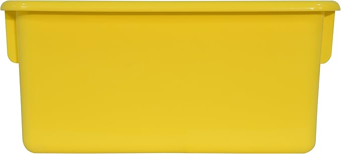 Wood Designs Cubby Storage Bin, Heavy Duty Plastic Containers for Kids Yellow Cubby Tray Set of 12