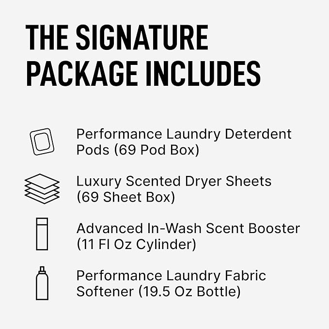 Laundry Sauce - Signature Bundle Indonesian Patchouli, Scented Laundry Detergent Pods & Scent Booster, Fabric Softener, Dryer Sheets, Fabric Protection, Essential Oils, Long Lasting Luxury Fragrance