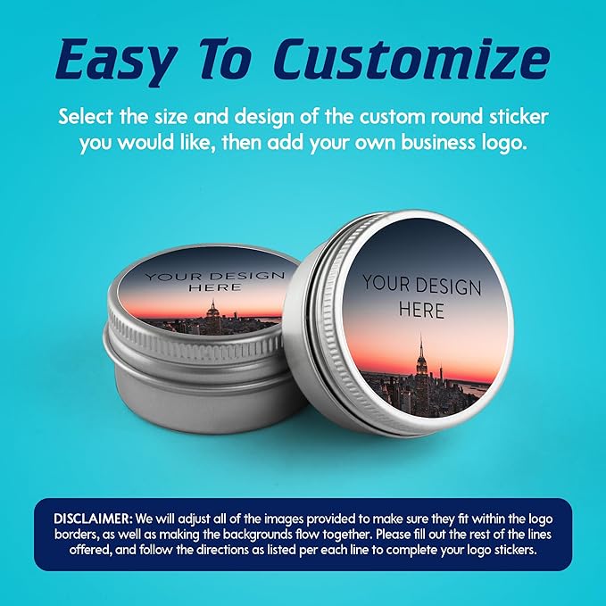 100 Custom Vinyl Stickers - Upload Your own Image, Text, Design, Logo - Personalized Logo Labels for Handmade, Packaging, Bottle, Jars, Candle, Brand Stickers (City, 1.5x1.5)