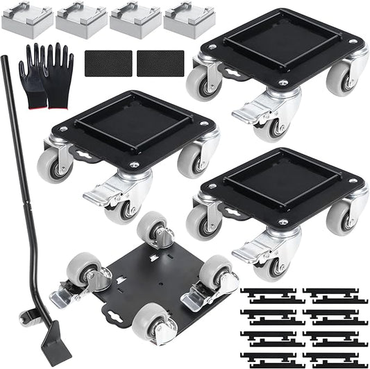 Furniture Movers with 4 Wheels,Heavy Duty Furniture Lift Mover Tool Set with 2000 lbs Load Capacity, Easy Sliders Dolly with Removable Side Guards&Brake, for Moving Appliance,Sofa etc