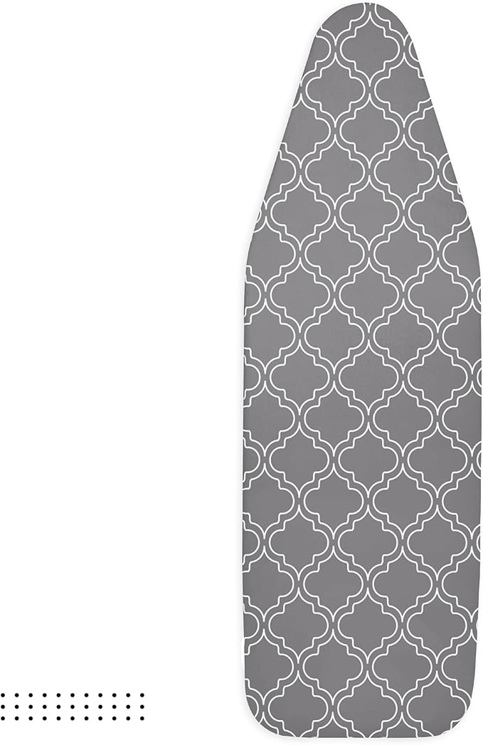 Encasa XO Ironing Board Cover and Pad 54"x15" - Thick 3mm Felt Padding, Drawstring Tightening & Lock, Easy Fit, Scorch & Stain Resistant, Fits Standard Large Ironing Board - Grey Tiles