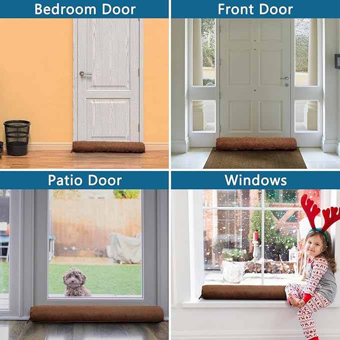 Triangle Under Door Draft Stopper 36 inch Weighted Draft Blocker Bottom Seal Noise Air Guard for Doors and Windows, Brown