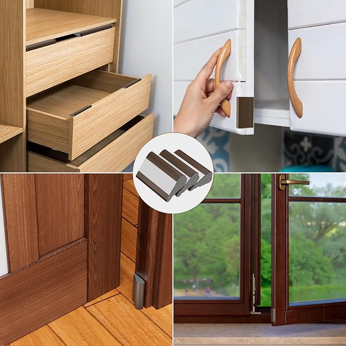 Wedge-Shape Window Weather Stripping Door Frame Seal Strip 196” Brown,Upgrade Black Foam,Soundproofing,Draft Stopper,Winter Insulation,Noise Blocker, Gap Filler for Exterior Front Door Side