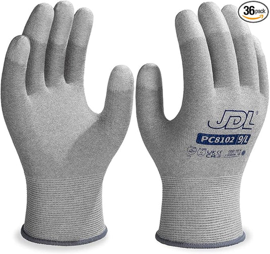JDL ESD Work Gloves, Anti-Static Gloves for PC Building, Computer Installation & Repair, High Resistance Carbon Fiber Gloves, X-Large
