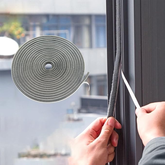 16.5FT Brush Weather Stripping, Neat Pile Self Adhesive Seal Strip for Windows and Door, Brush Weatherstrip for Soundproofing, Windproof, Dustproof, Stronger Stickiness,0.35'' Wide x 0.2'' Thick,Grey
