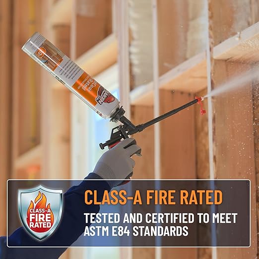 Kraken Bond Fastcoat Fire Rated Spray Foam Insulation Closed Cell in a Can 360 sq ft (18x27.1 oz.) (R-Value 11.32 / 2in) - Spray Foam for Garage Door, Attic, Wall Gun & Cleaner Included, 18 Pack