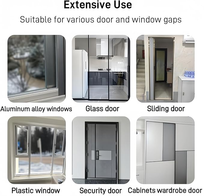 33 Ft Self-Adhesive Weather Stripping Door Seal Strip for Door Window, 0.35" Wide x 0.35" Thick, Gray