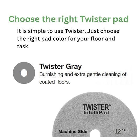 Diversey DD1229104 TASKI Twister Intellipad Diamond Coated Floor Machine Cleaning Pad, Made in USA, Burnish to High Super Gloss Finish, Grey/Brown, 12-inch (Pack of 2)