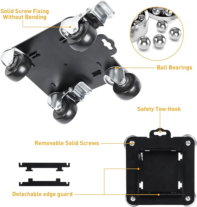 Furniture Movers with 4 Wheels,Heavy Duty Furniture Lift Mover Tool Set with 2000 lbs Load Capacity, Easy Sliders Dolly with Removable Side Guards&Brake, for Moving Appliance,Sofa etc