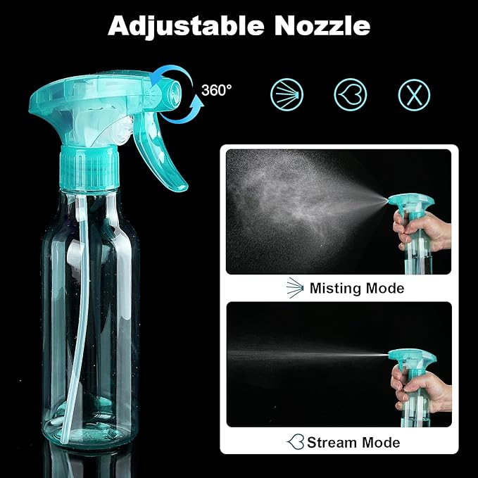 Cosywell Plastic Spray Bottles 8.8oz/260ml 2 Pack Refillable Container Empty Spray Bottle for Cleaning Mist/Stream Heavy Duty Water Spraying Bottle for Cooking Hair Care Essential Oils(Green)