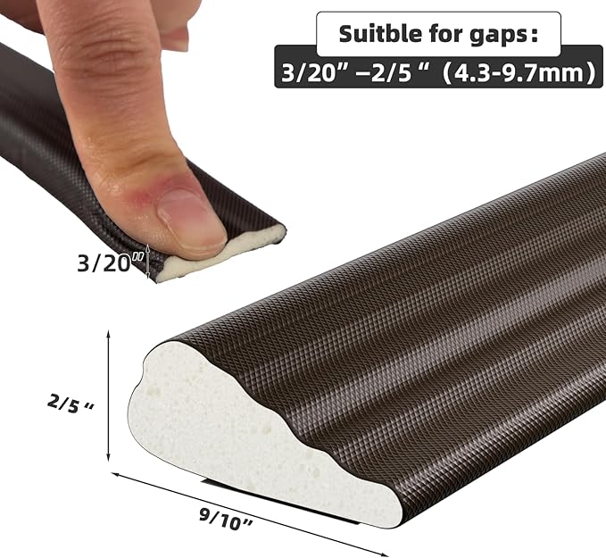 3 Pack*16.4 Ft Weather Stripping Seal Strip for Doors,Soundproofing Window Insulation Draft Stopper for Winter, Selfadhesive Foam Weather Strip for Door Frame,Door Gap Filler Noise Blocker(Brown)