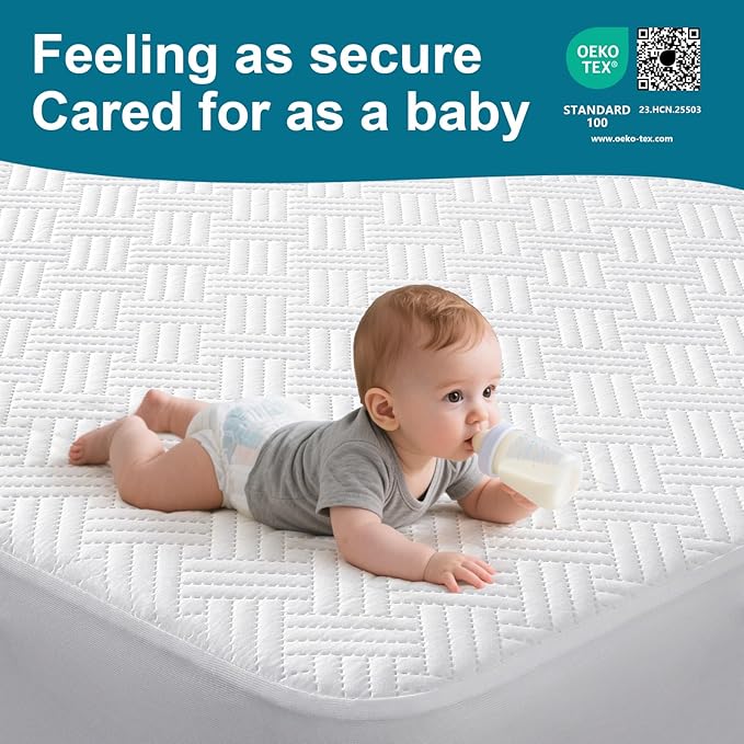 Waterproof Mattress Protector California King Size - Breathable, Noiseless, Ultra-Soft Bed Cover, Mattress Pad Cover with Deep Stretchable Pockets 8"-21" (White)