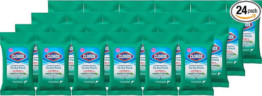 Clorox Disinfecting On The Go Travel Wipes, Fresh Scent, 9 Count, Pack of 24 (Package May Vary)