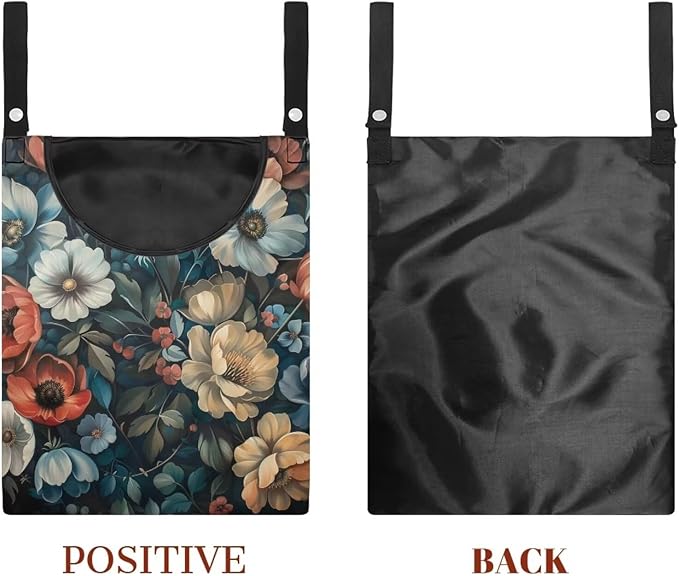 Art Flowers Clothes Pin Bags Clothespin Bag Holder Clothespin Holder 14.5 x 12 Inch Clothespin Bag for Clothesline Outdoor Outside Laundry Room Lightweight Clothespin Bag for Easy Hang, CZB94