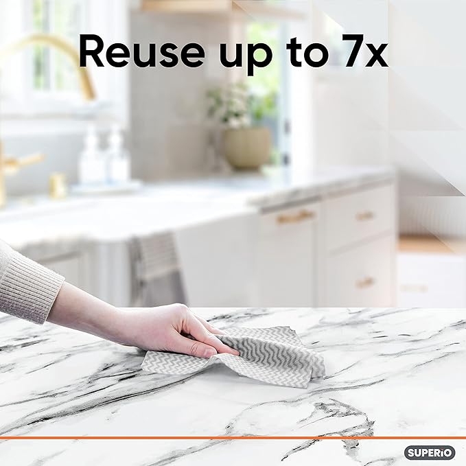 Superio Handy Wipes For Kitchen Multi-Purpose Heavy-Duty Reusable Cleaning cloth for house, Bathroom, and office. Disposable Dish Towel (15 Grey)