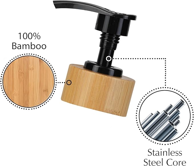 Emerson Essentials Soap Dispenser, Dish Soap Dispenser, Soap Bottle Bathroom Set, Farmhouse, Kitchen Soap Dispenser Set Stainless Steel - Glass Soap Dispenser with Pump and Labels, 16 Oz, 2 Pack