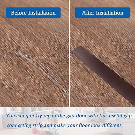 Floor Transition Strip Self Adhesive Floor Cover Strips Laminate 2" Wide Vinyl Flat Divider Transitions (5cm, 3.3Ft, Brown)
