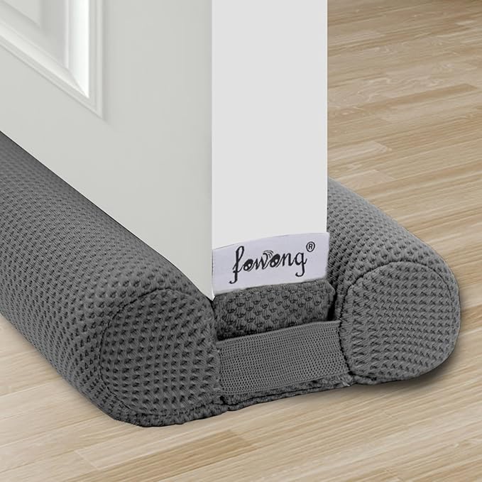 fowong 2 Pack Door Draft Stopper for Bottom of Door 36" Adjustable Noise Stopper, Soundproofing Draft Blocker Seal Large Gap, Grey