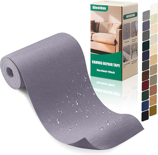Canvas Repair Tape 4×70 Inch Waterproof Self-Adhesive Fabric Repair Patch for Repairing Boat Covers,Tents,Patio Umbrellas,Car Seats,Luggage,Sofas.(Grey1.0)