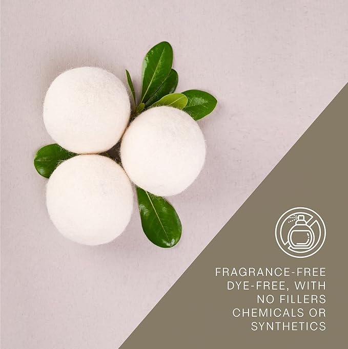 Pursonic Laundry Wool Dryer Balls – Reusable Dryer Balls Made from 100% Pure New Zealand Wool – Natural Fabric Softener Balls - Saves Drying Time/Energy Consumption (Pack of 3)