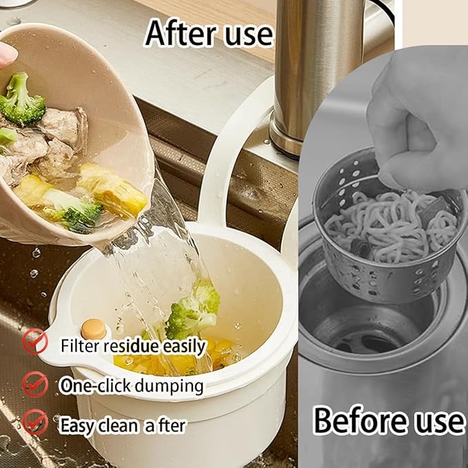 Sink Strainer Basket, Hanging Kitchen Sink Strainer Basket, Press to Dump, Easy Installation, Food Fruit & Vegetable Drainer Rack, Corner Waste Collector (Green)