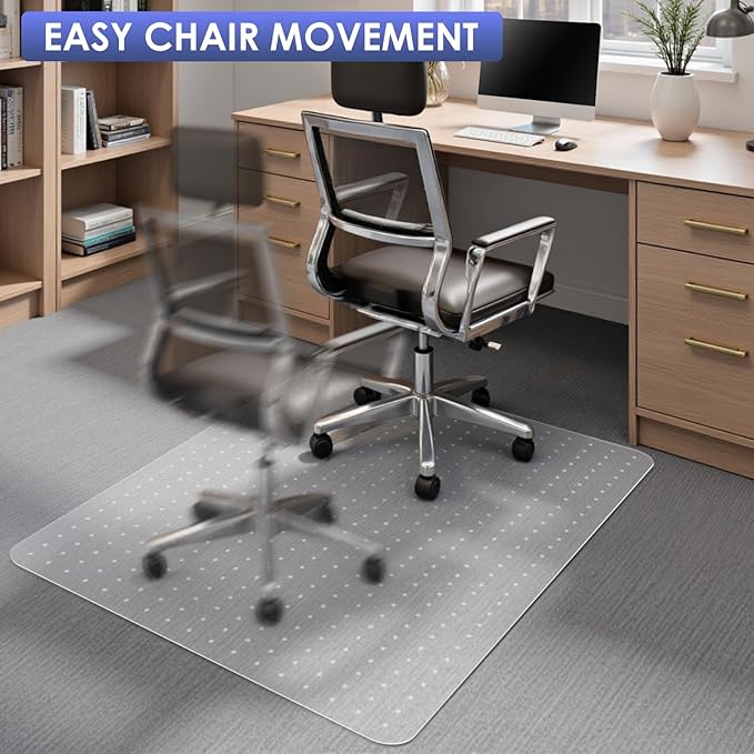 Kuyal Office Chair Mat for Carpet, 2 Pack 46x 55 Clear Heavy Duty Computer Chair Mat, Under Desk Protector Carpeted Floors Mat, Easy Chair Movement,Ship Flat