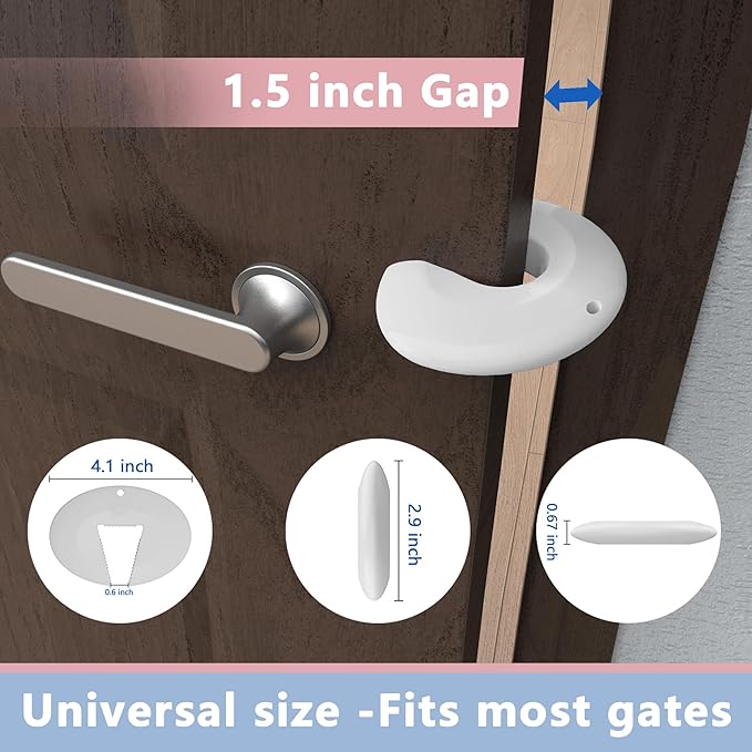 Door Pinch Guard and Door Slam Stopper, Durable Silicone Door Finger Pinch Guard, Prevents Finger Pinch Injuries, Slamming Doors, Door Safety for Kids, 2 Packs White Basic.